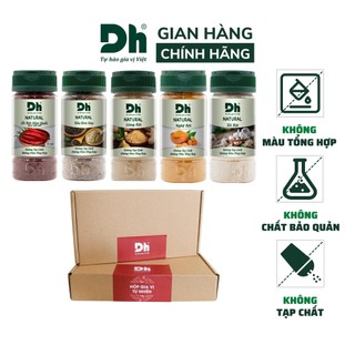 Dh Foods combo hộp gia vị tự nhiên - ớt bột hàn quốc, tiêu đen xay, tỏi bột, gừng bột, nghệ bột