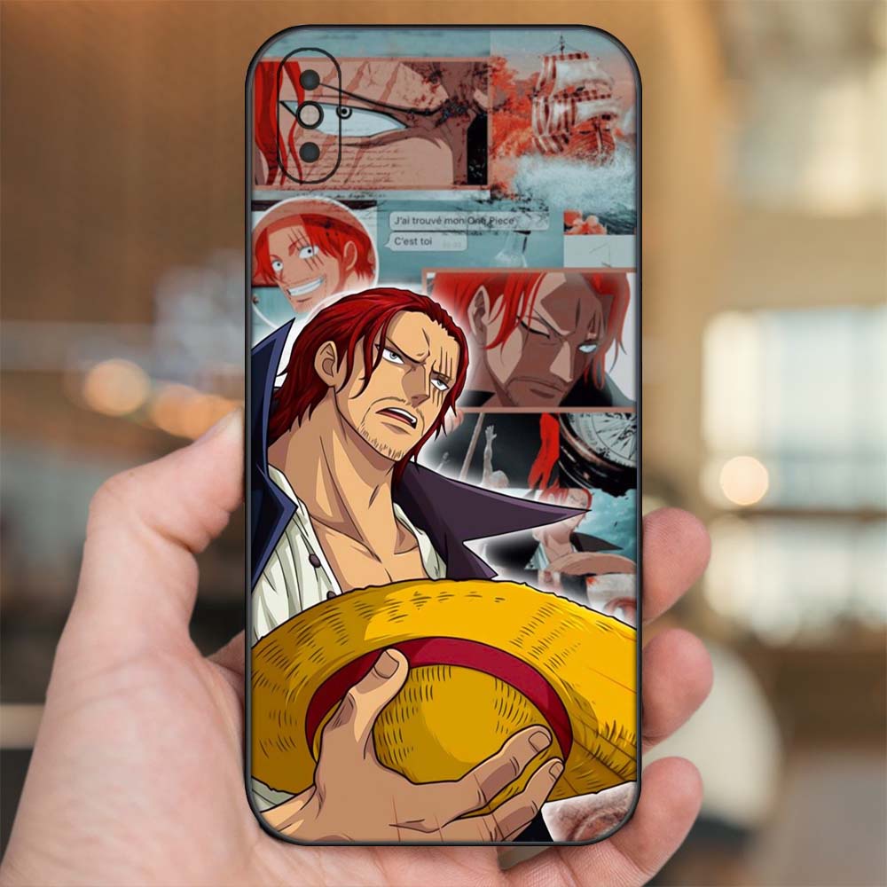 Ốp lưng iPhone Xs Max dẻo đen cạnh vuông in hình Shanks One Piece Đảo Hải Tặc