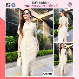 V3210 Váy ren kem ôm body [FREESHIP] Váy ren hoa body dáng dài dự tiệc sang chảnh - DVC&ACC