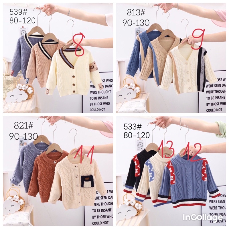 Áo len bé trai 10-25kg, kéo sang phải xem thêm mẫu ạ