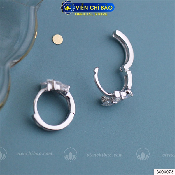 Bông tai nơ đá xi kim chất liệu bạc Thái 925 thời trang phụ kiện trang sức Viễn Chí Bảo B000073
