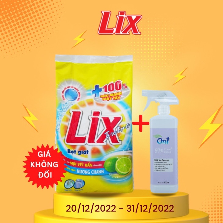 Bột giặt Lix Extra hương chanh 5,5Kg EC563 thơm mát, làm sạch mọi vết bẩn cứng đầu cho giặt tay và máy