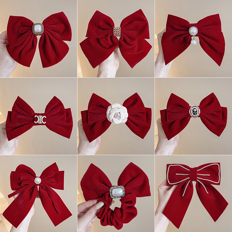 Kẹp Tóc Nơ Vải Nhung Thời Trang Hàn Quốc Chất Lượng Cao