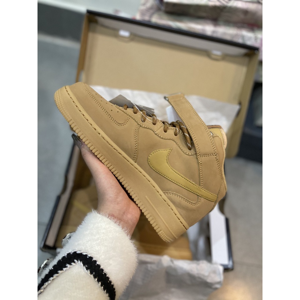 Giày AF1 Màu Vàng Da Bò Giày Air Force 1 Low Flax Wheat Giày Thể Thao Af1 Vàng Bò Bản +tất