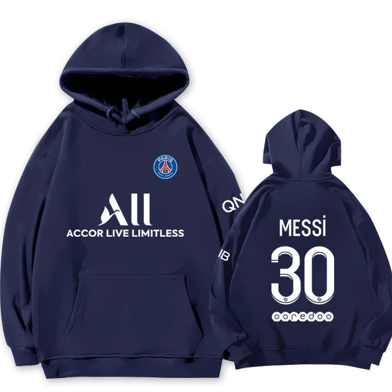 Áo Khoác Bóng Đá Có Mũ Trùm In Hình Saint Germain Messi Neymar Ramos 2021-22