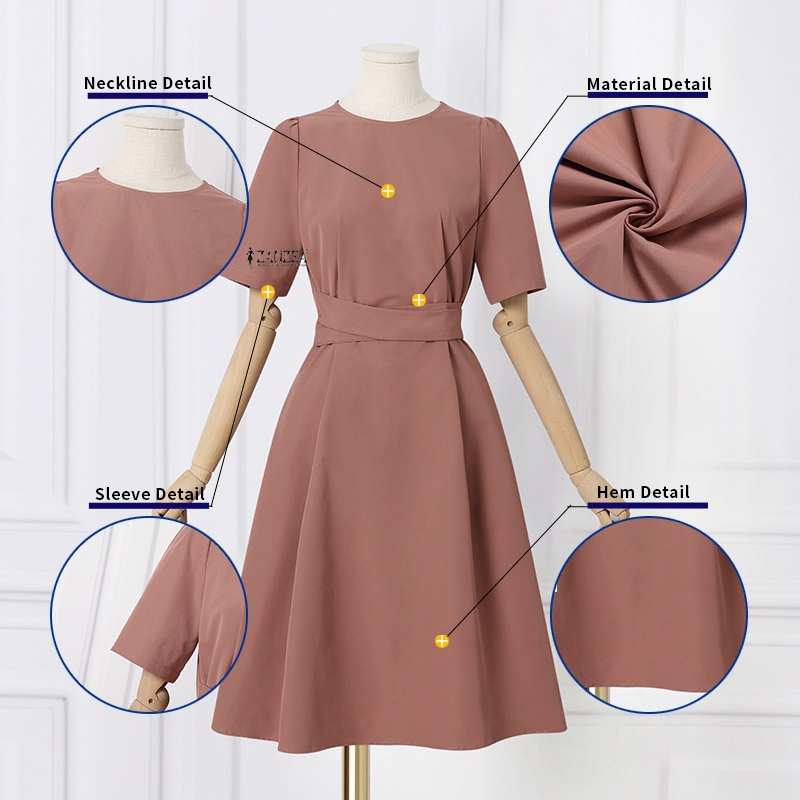 Đầm chữ A ZANZEA tay ngắn phối thắt lưng phong cách đường phố đơn giản