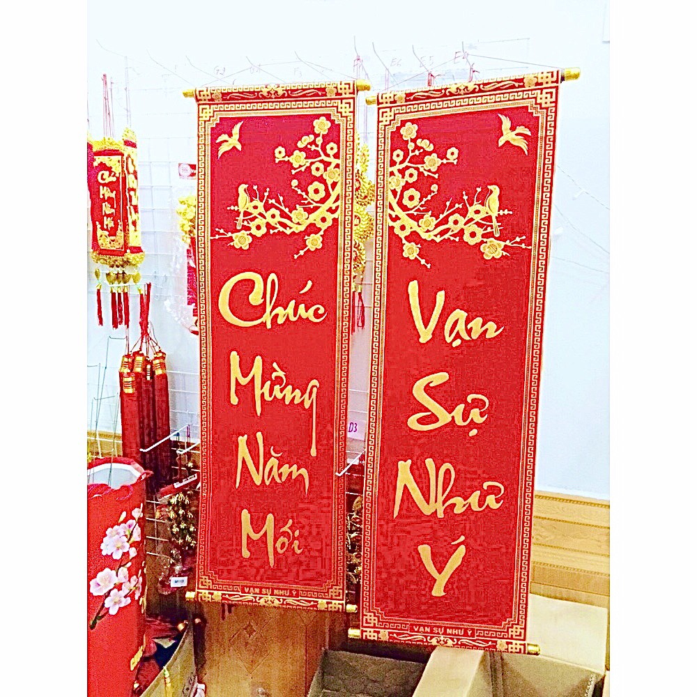 Bộ 2 dây liễn câu đối treo trang trí tết vải nỉ
