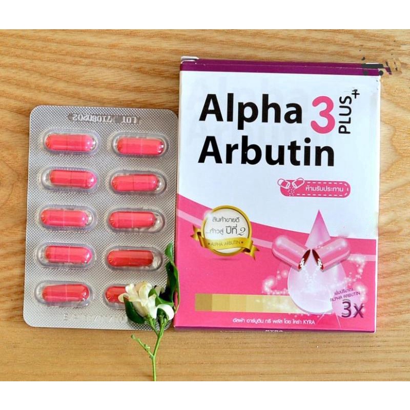 Viên kích trắng Alpha Arbutin 3 plus UV Thái Lan vĩ 10 viên dùng trộn kem body giúp trắng nhanh hơn