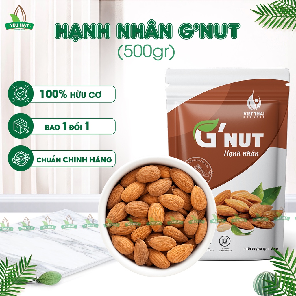 Hạnh nhân G'Nut Tách Sẵn Vỏ Nhập Khẩu Úc Ăn Kiêng, Nấu Sữa, Làm Bánh 500g (Việt Thái Organic)