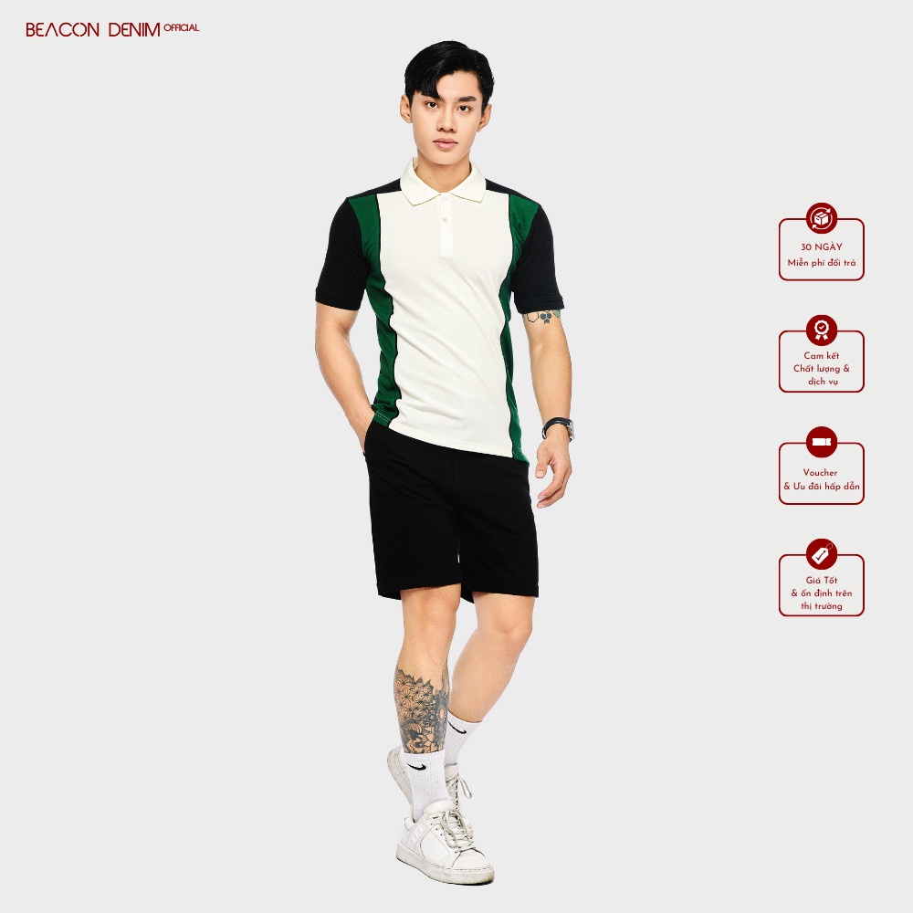 Áo Polo Nam Mẫu Phối Thân 3 Màu BEACON DENIM Form Regular Mã AOPL26