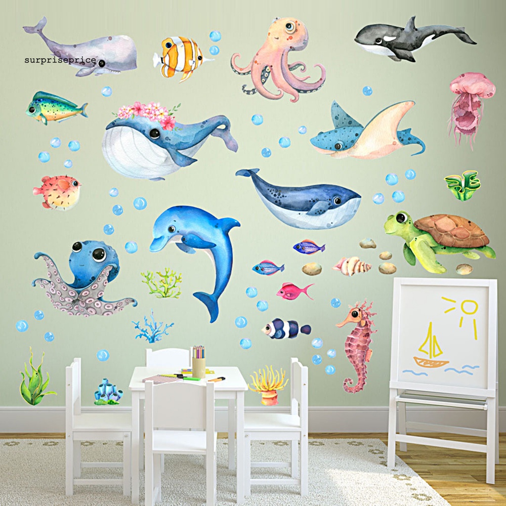 1 Set Sticker Dán Tường Họa Tiết Rùa Biển Dễ Thương Bắt Mắt