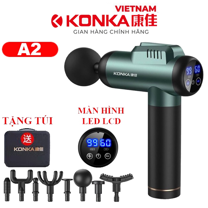 Súng massage cầm tay Konka A2 chính hãng với 8 đầu massge giảm nhanh đau nhức toàn thân , Tặng kèm t