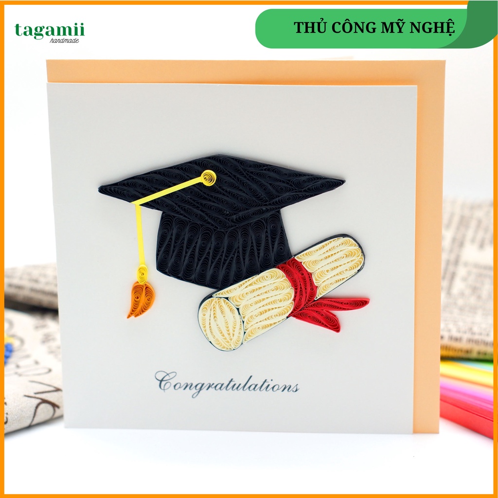 Thiệp Quilling Giấy Xoắn, Thiệp Dành Tặng Ngày Tốt Nghiệp, Thiệp giấy Handmade Qùa tặng Lễ Tốt Nghiệp
