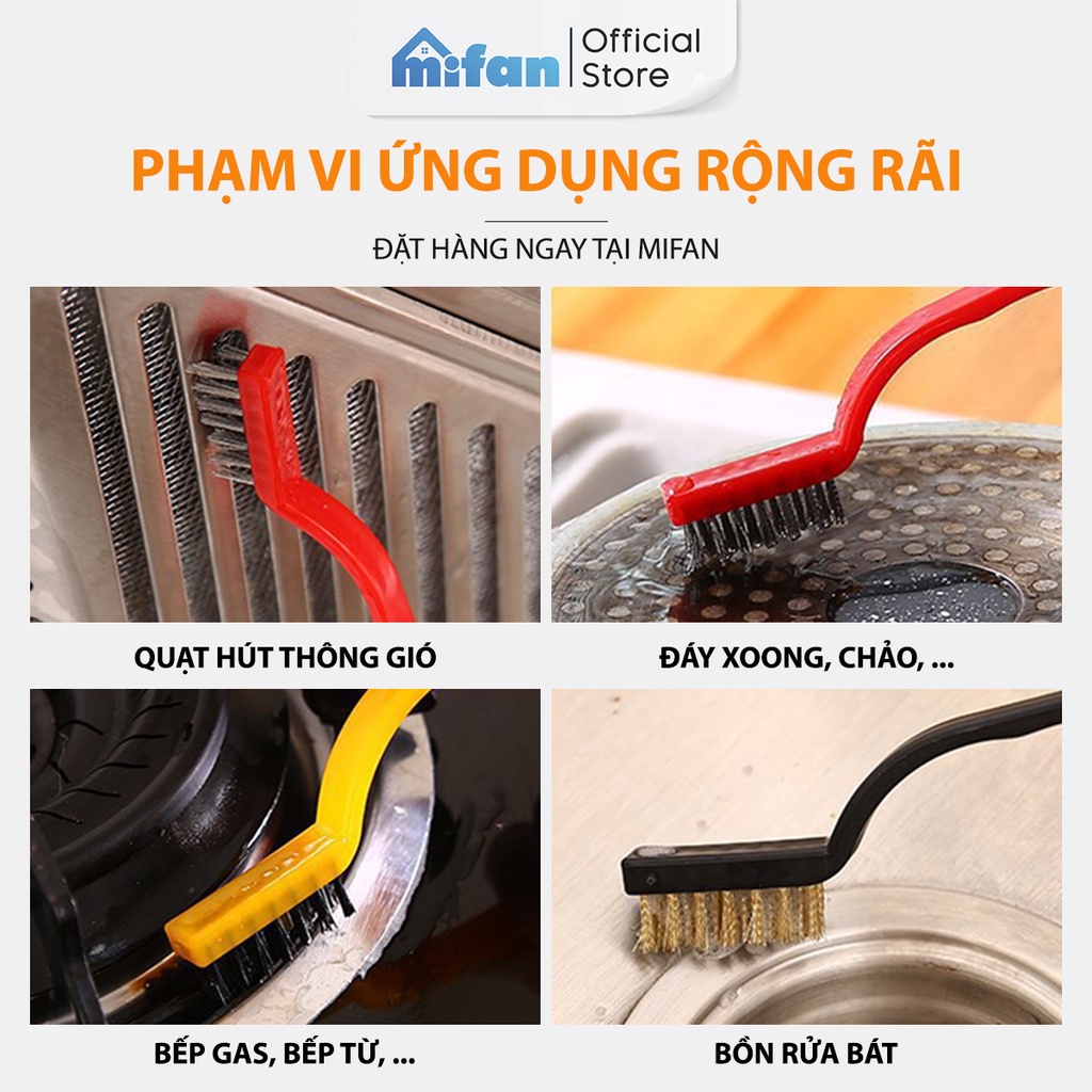 Bộ chổi kim loại và xẻng vệ sinh bếp ga, xoong nồi, máy hút mùi đa năng Mifan - Làm sạch gỉ sét, dầu mỡ bám trên mọi góc