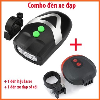 Combo đèn chiếu hậu laser và đèn chiếu sáng có còi xe đạp