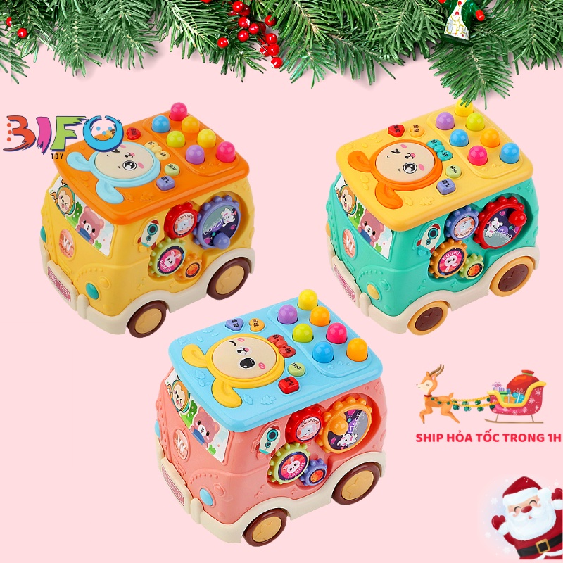 Hộp âm nhạc đa năng đồ chơi giáo dục sớm cho bé có 6 mặt Đàn - Trống - Nhạc - Xếp hình - Đàn hồi - Mê cung