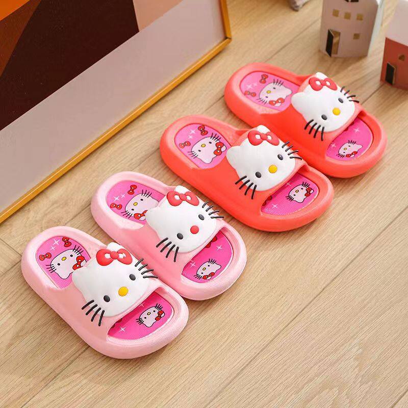 Hello kitty Dép Đi Trong Nhà Chống Trượt Mềm Mại Họa Tiết Hình Thỏ Mèo kitty Đáng Yêu Cho Bé