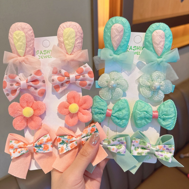 Sét kẹp cặp tóc bằng vải nhiều hình cute dễ thương cho bé gái