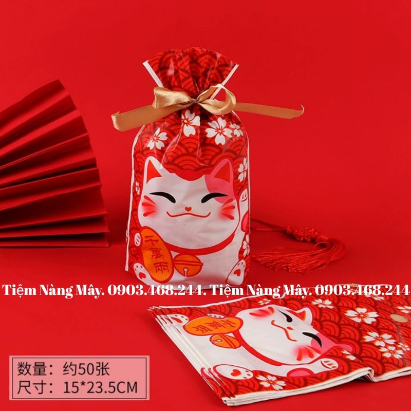 Túi dây rút mèo thần tài