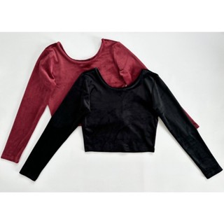 Áo croptop nhung cho nữ