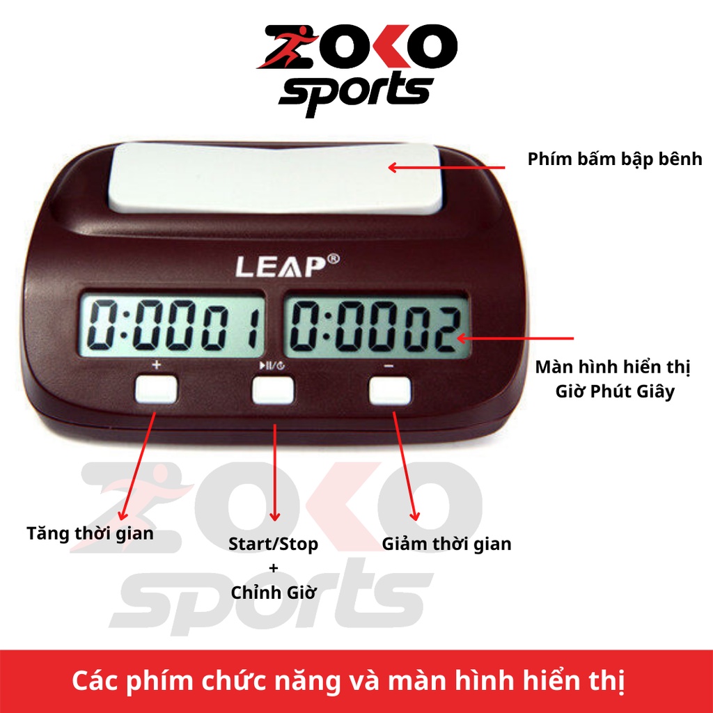 Đồng hồ chơi cờ tướng , cờ vua chính hãng LEAP PQ9907s , bấm giờ đếm n