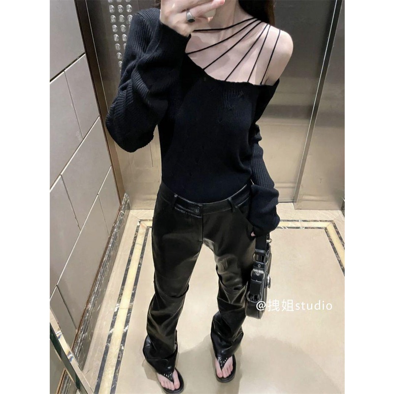 Áo Sweater Thiết Kế Khoét Vai Dáng Ôm Dài Thời Trang Mùa Thu Cho Nữ
