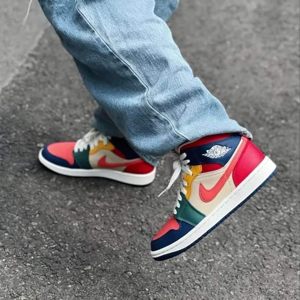 Chính Hãng Giày Nữ Jordan 1 Mid Taxi / Ice Blue / Fire Red / French Blue