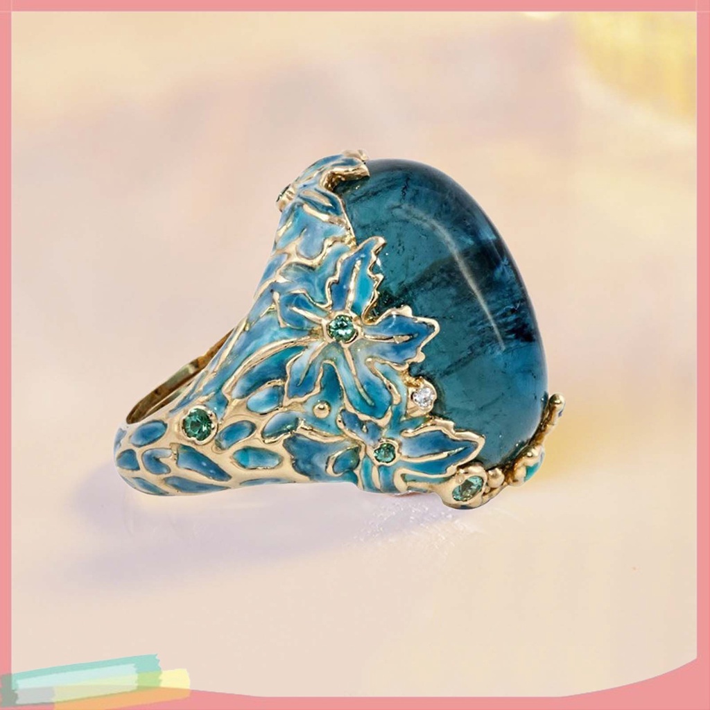 Nhẫn hợp kim trang trí hoa đính đá kiểu dáng thanh lịch cho nữ