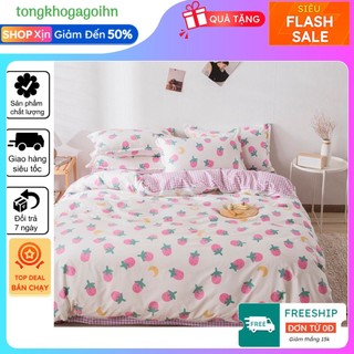 Combo Ga giường và 2 vỏ gối cotton Poly bộ ga trải giường thun drap chun 1m2,1m4,1m6