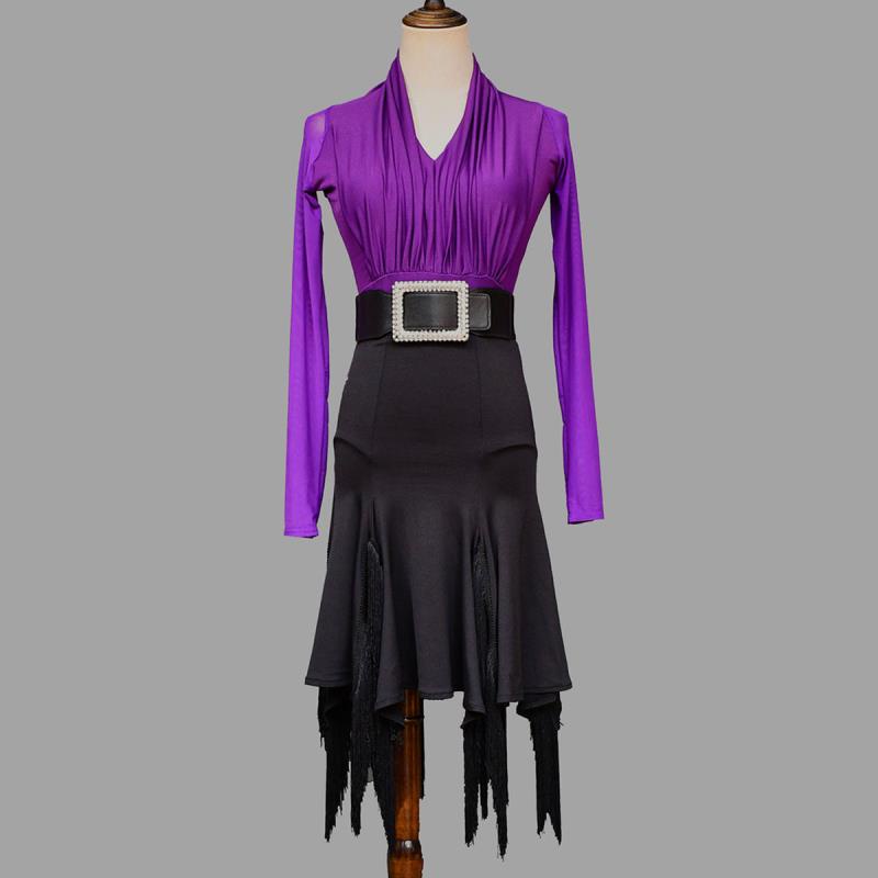 Bộ Trang Phục Khiêu Vũ Latin Vải Gạc Tay Áo Gạc Xẻ Tà Dành Cho Bạn Nữ Tập Luyện Khiêu Vũ Mã Số 1.5