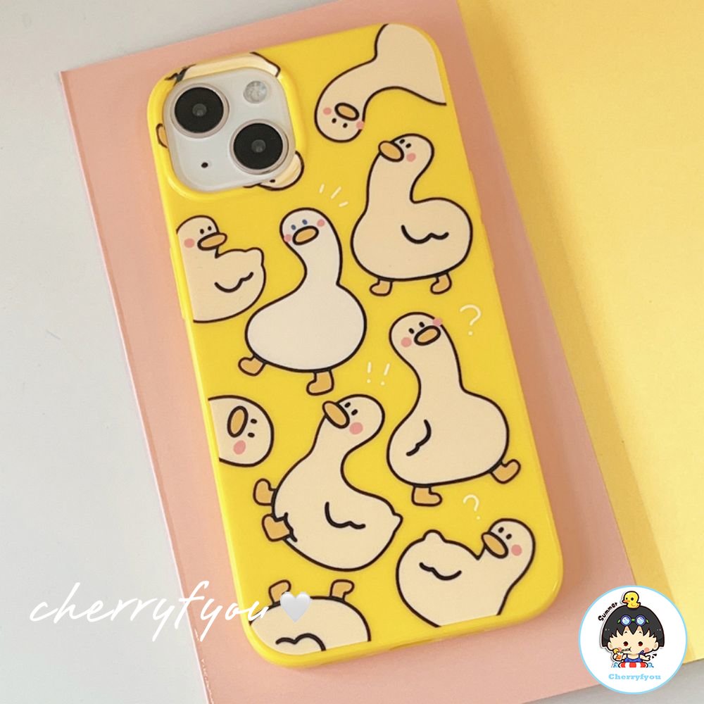 Ốp Điện Thoại TPU Mềm Bóng In Hình Vịt Dễ Thương Chống Nước Cho IPhone 14 13 12 11 Pro Max XS XR 8 7 Plus