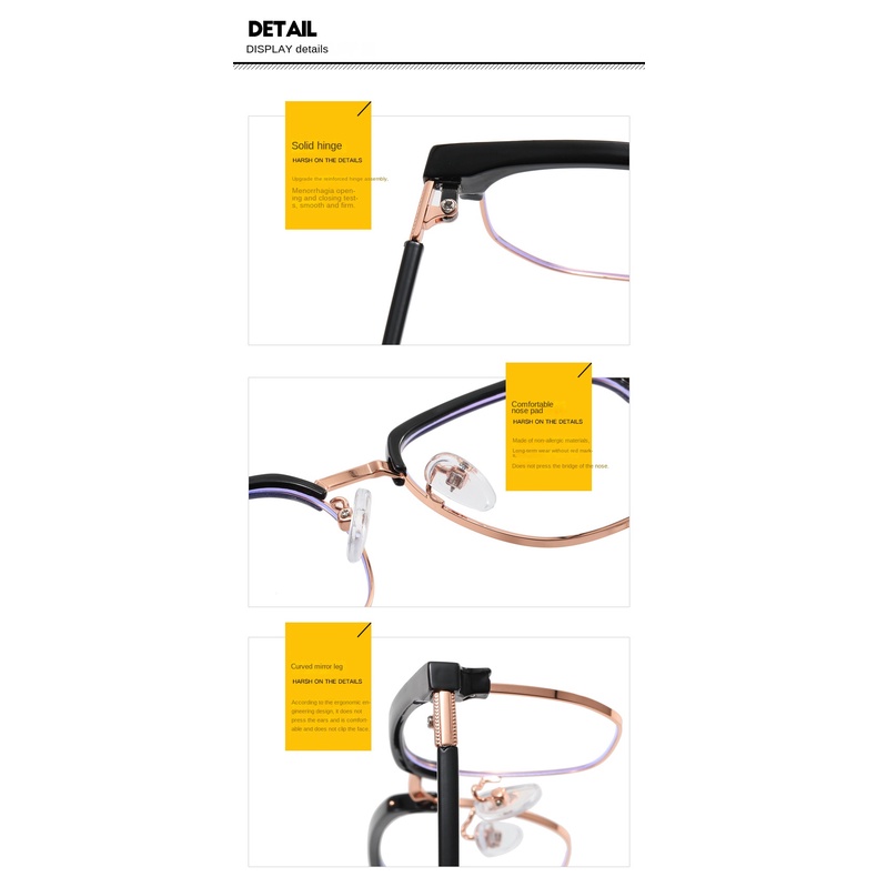 Mắt Kính Nửa Gọng Kim Loại Chống Ánh Sáng Xanh Phong Cách Vintage COD  Cho Nam