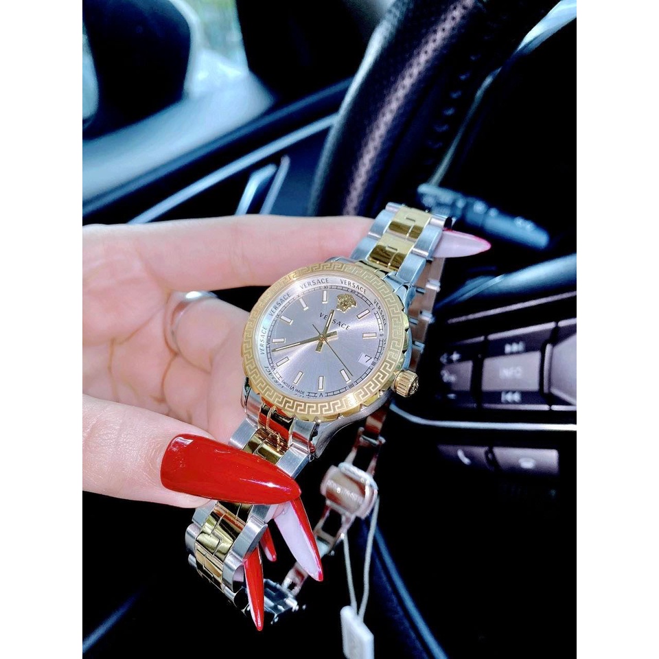 Đồng hồ nữ VERSACE LADIES HELLENYIUM WHITE dây thép demi - 35mm- Máy Thụy-  Bảo hành 24 tháng