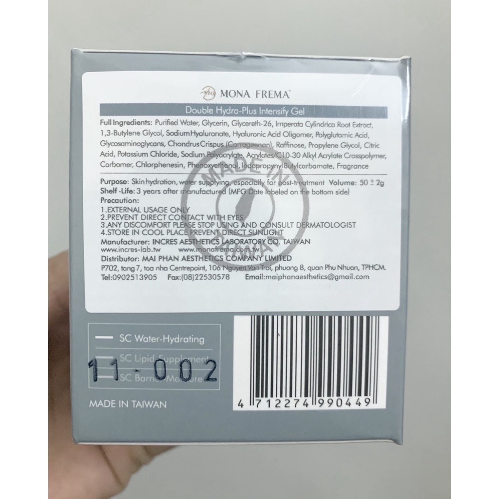 Gel cấp ẩm phục hồi Mona Frema Double Hydra-Plus Intensify Gel