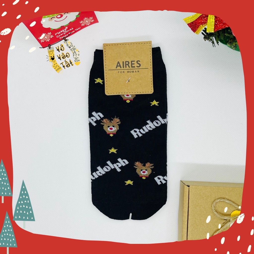 Tất vớ nữ cổ ngắn họa tiết giáng sinh nhỏ xinh
