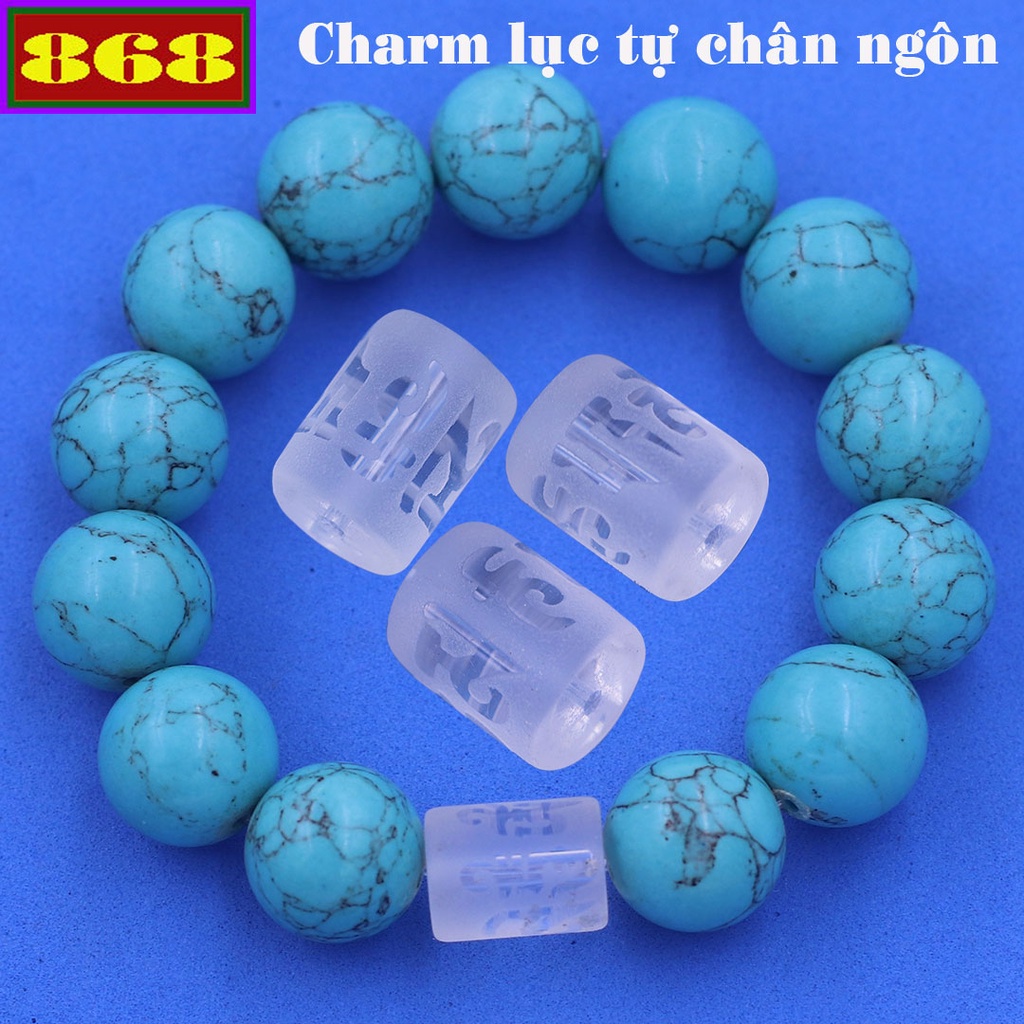 Vòng chuỗi đeo tay đá San Hô Xanh Đại minh chân ngôn 8/10/12 mm - Chuỗi đá Phong thủy Bình an, Thịnh Vượng
