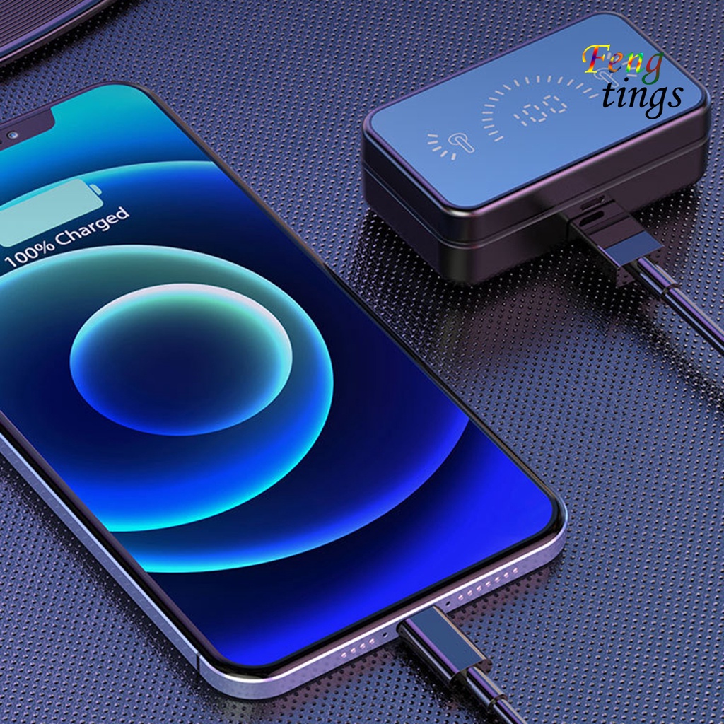 Tai nghe Bluetooth 5.1 S20 TWS mặt gương LED, tai nghe nhết tai không núm cao su