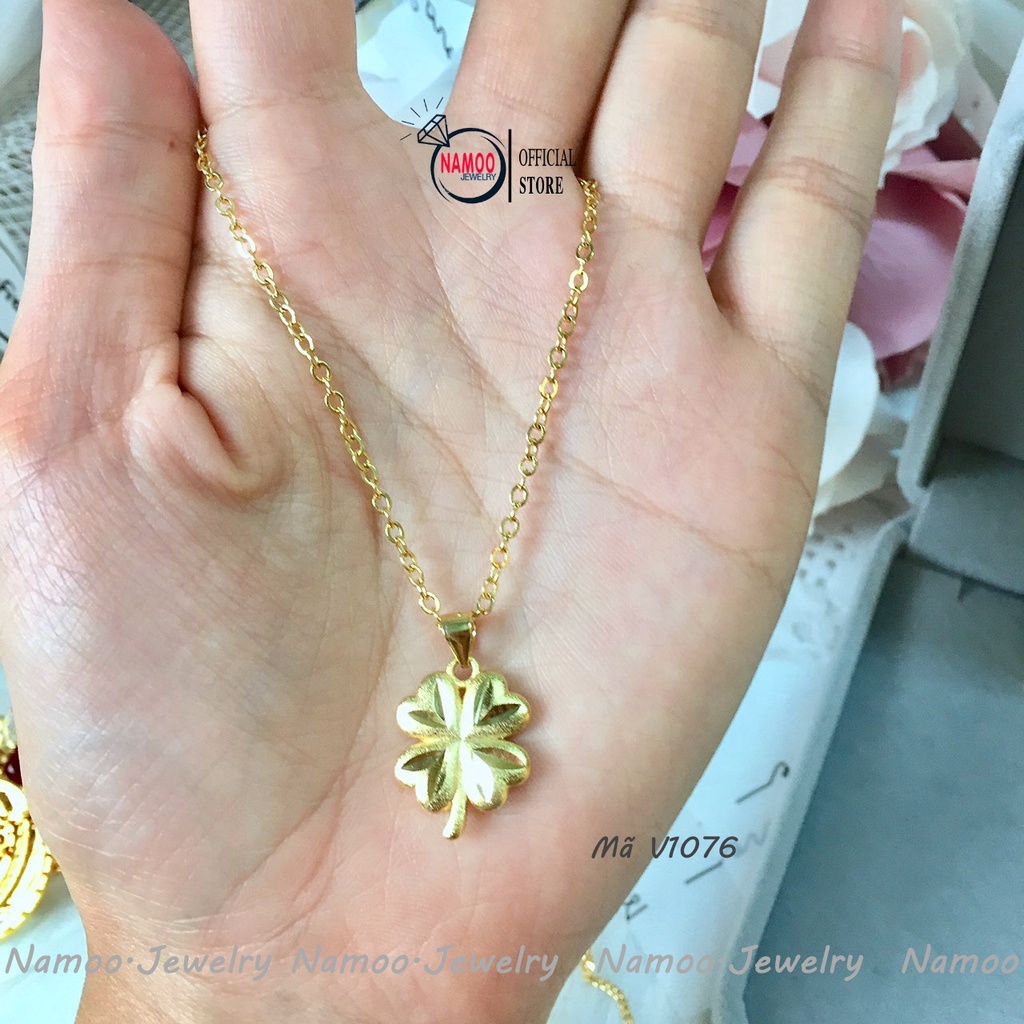 Dây Chuyền V1076 Kiểu Dáng Cỏ 4 Lá trẻ Trung Năng Động Cho Nữ Giới Namoo Jerwelry