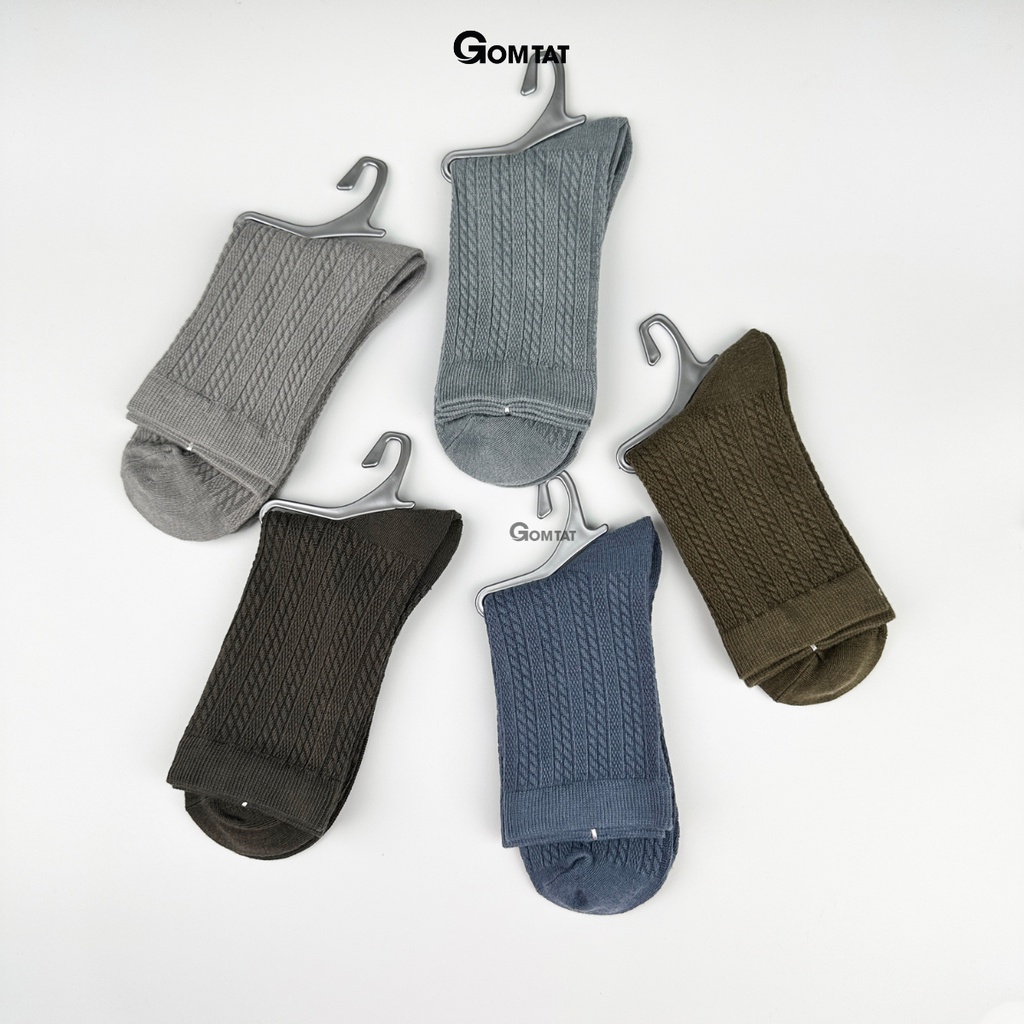 [Set 5 đôi] tất nam cổ lửng họa tiết gân chìm, vớ nam cổ trung chất liệu cao cấp, mềm mại thoáng khí - LISU30-LUNGNAM