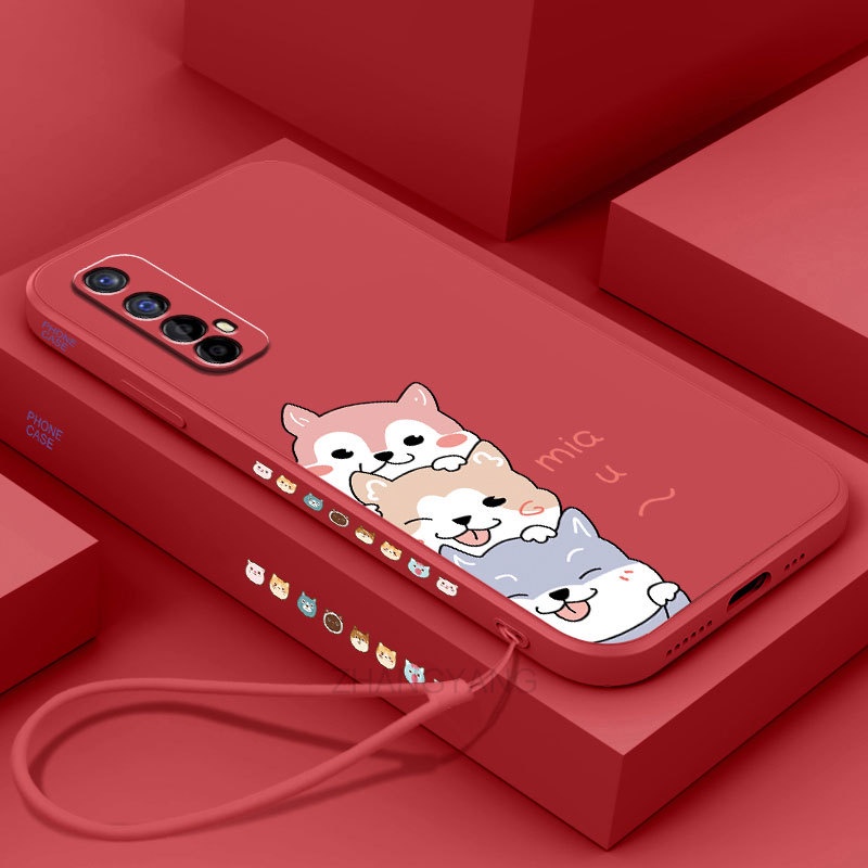 Ốp Điện Thoại TPU Silicon Mềm Họa Tiết Chú Cún Dễ Thương Gắn Dây Đeo Cho Realme 7 Realme 7 pro