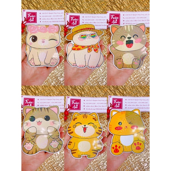 🧧 Bao lì xì chibi Mèo 2023 mẫu ngẫu nhiên, giấy cứng in bóng, có phản quang