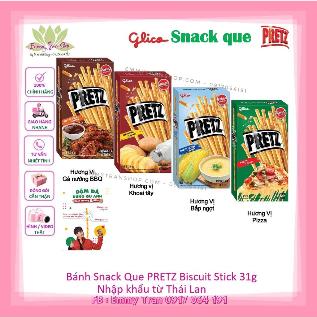 Bánh Snack Que Glico Pretz Biscuit Stick 31g Có 4 Vị Lựa Chọn - Nhập Khẩu Từ Thái Lan