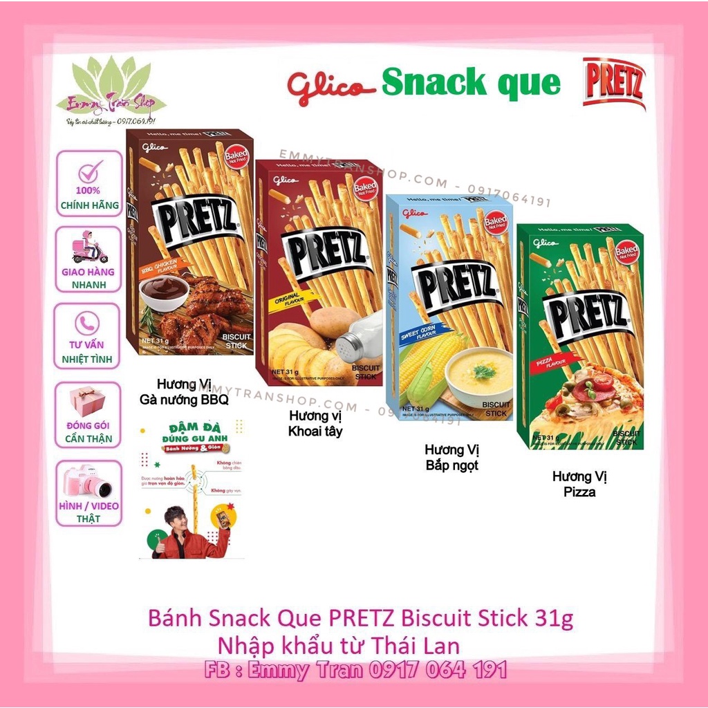 Bánh Snack Que Glico Pretz Biscuit Stick 31g Có 4 Vị Lựa Chọn - Nhập Khẩu Từ Thái Lan ( EMMY TRAN )