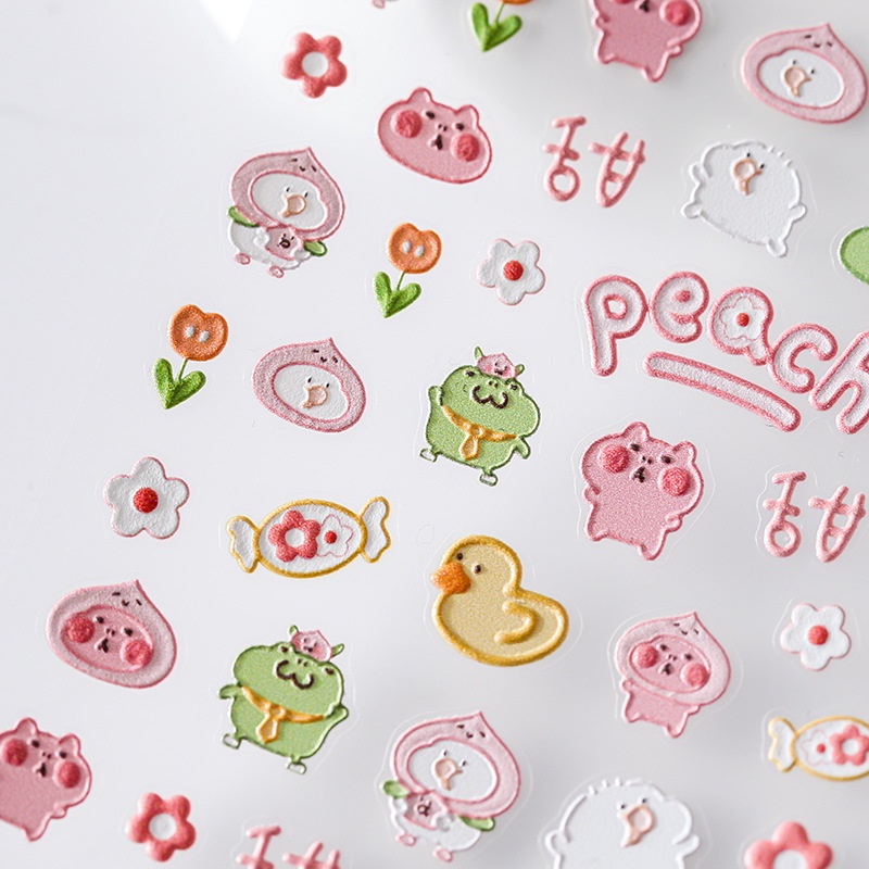 Miếng Dán Trang Trí Móng Tay Hình Quả Đào Hoạt Hình 5d ts-2115