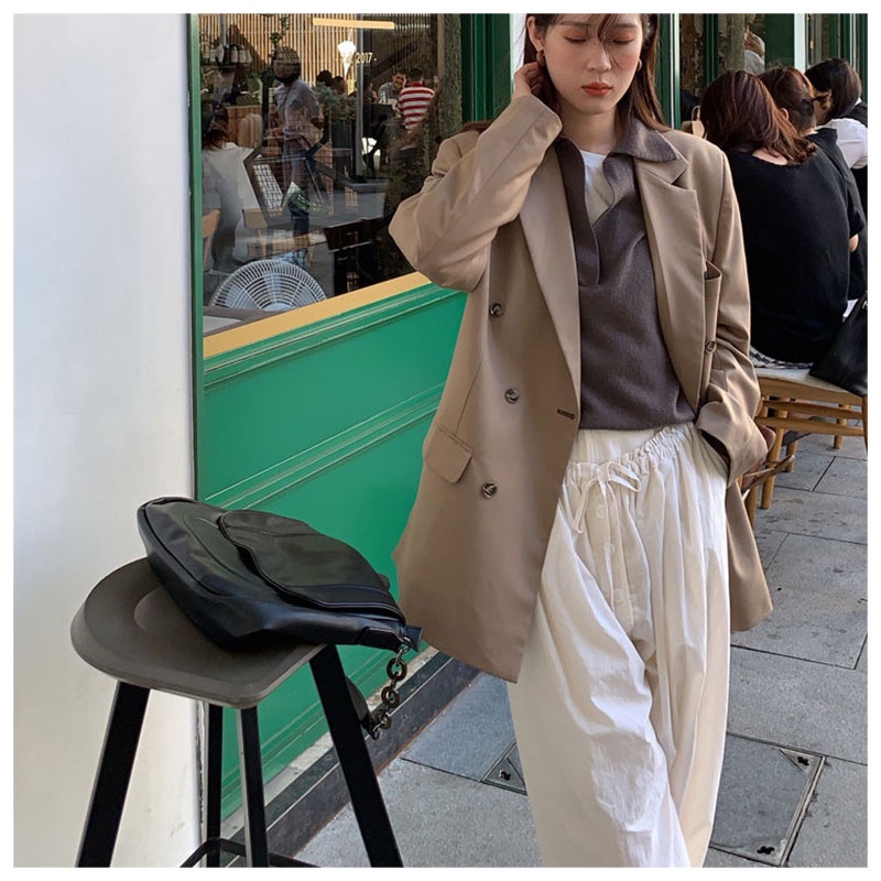 Túi Da Đeo Chéo Màu Đen Thời Trang Hàn Quốc 2022 Cho Nữ