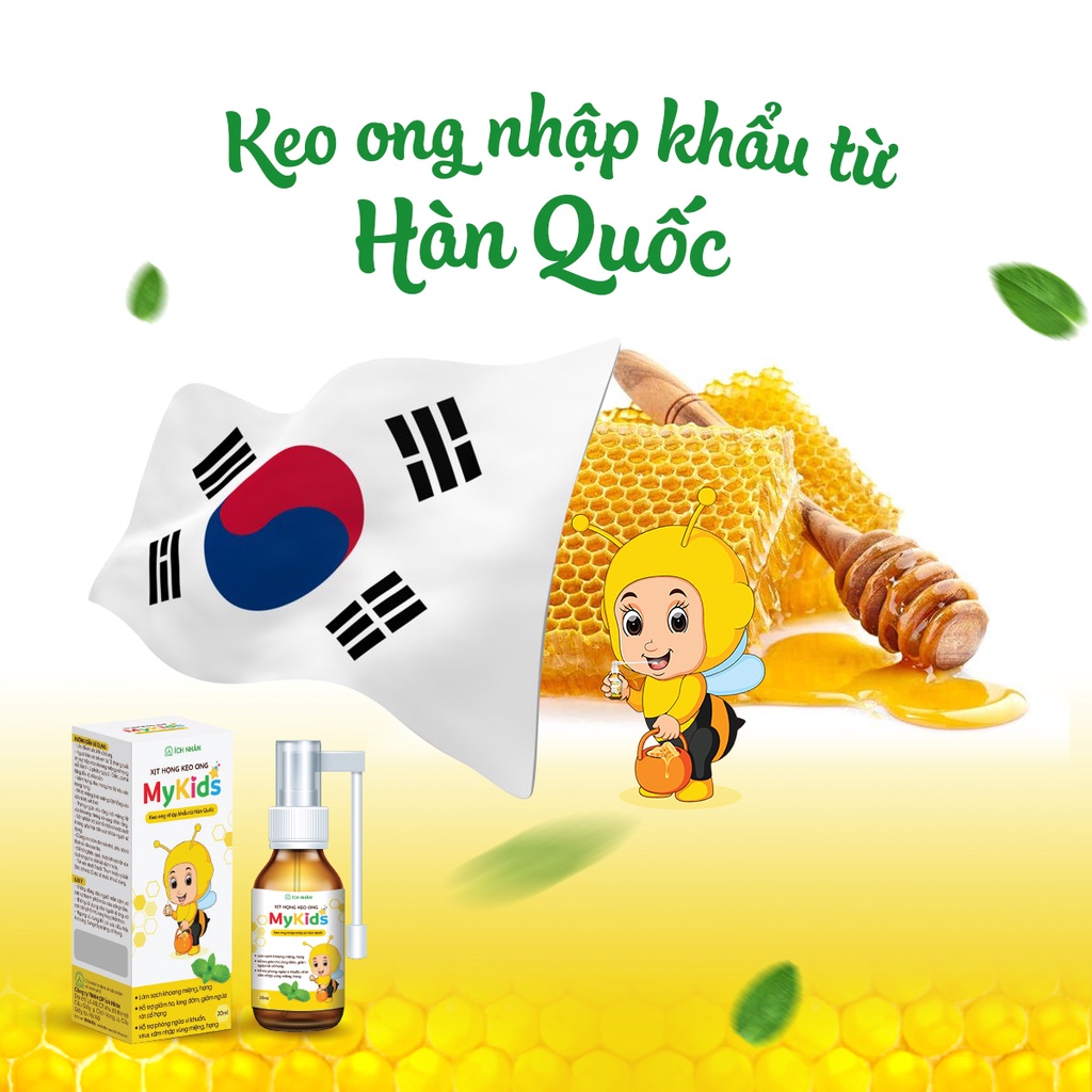 Xịt Họng Keo Ong MyKids - Hỗ trợ giảm các triệu chứng ngứa rát cổ họng, ho do viêm họng, ho gió, ho khan, ho có đờm 20ml