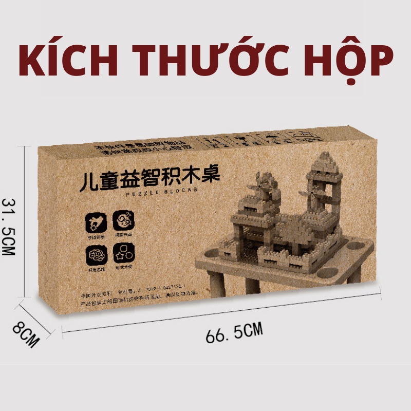 Đồ chơi lắp ráp mô hình, bộ đồ chơi lắp ráp xếp hình thông minh cho bé kèm bàn đa chức năng
