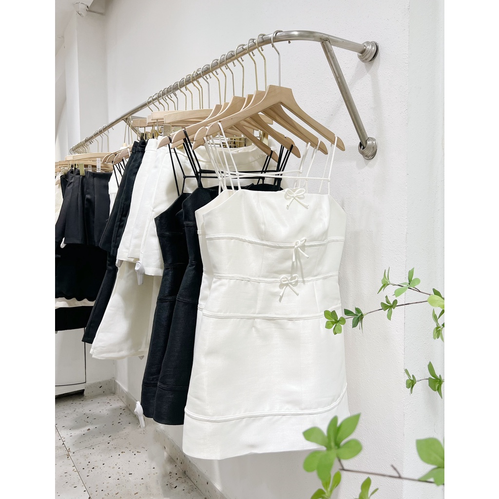 Đầm dây đính nơ chỉ nổi , Peace House Clothing