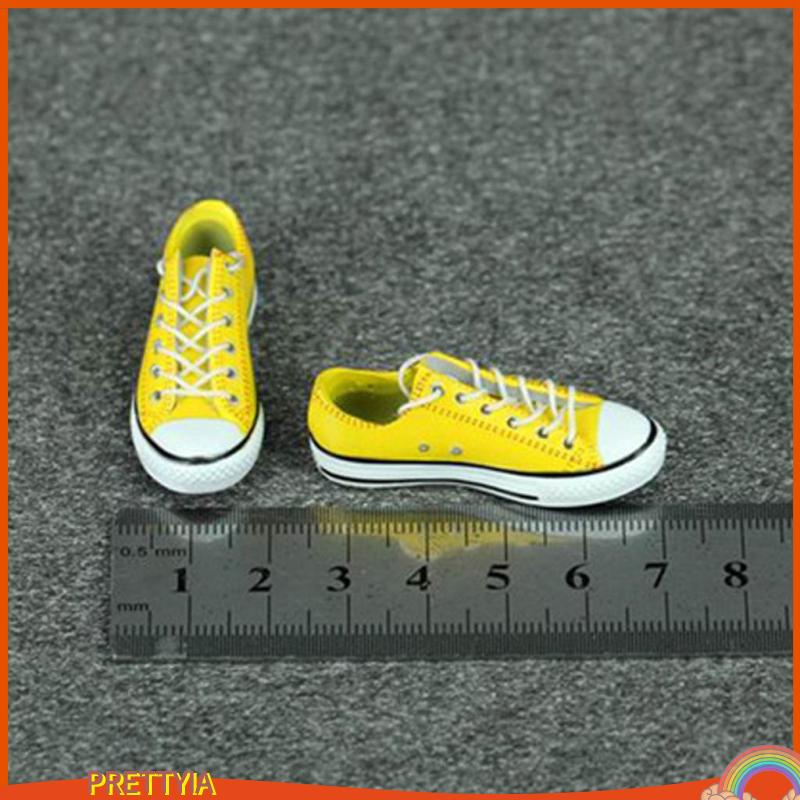 Giày Thể Thao Cột Dây Vải Bạt Đế Phẳng Màu Trắng Cho Búp Bê 12 "Tỷ Lệ 1 / 6