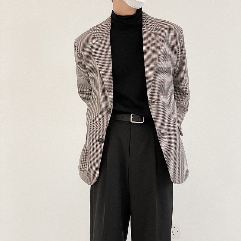 ÁO BLAZER KẺ CARO NÂU ĐEN THE NORTH HOUSE